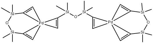 (μ-(η(2)-CH2CHSiMe2)2O)[Pd((η(2)-CH2CHSiMe2)2O)]2
[1,3-二乙烯基-1,1,3,3,-四甲基二硅氧烷]钯(0)/252062-59-2